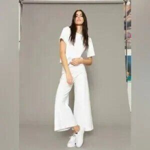 NEW RIPLEY RADER Ponte Knit Cropped Wide Leg Pants Size 4 US Large